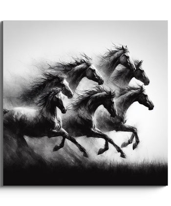 Running Seven Horses in Monochrome