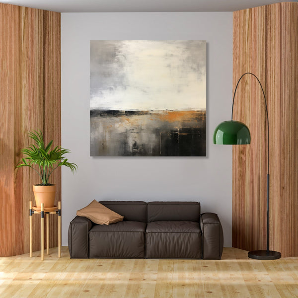 Minimalistic abstract with Black, grey, white and slight orange shades