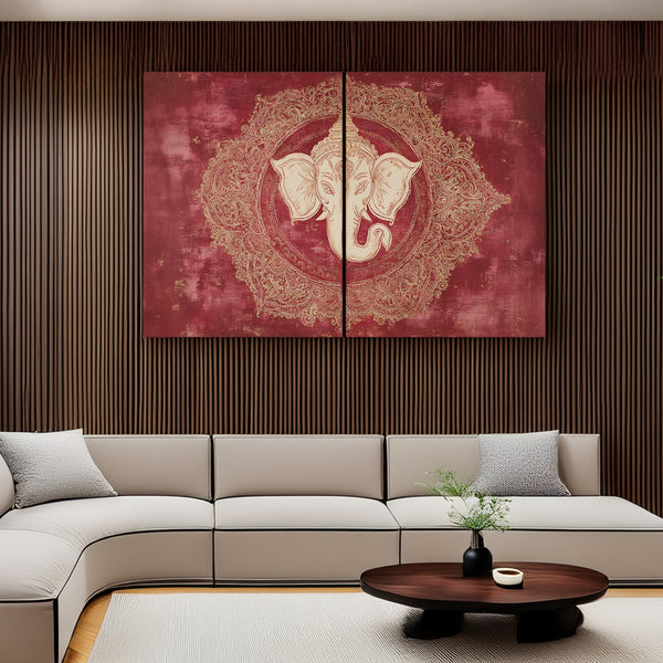 Elegant Ganesha Half-Face Wall Panel with Ornate Detailing