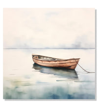 Painting for Living Room:A single boat in still water , minimalistic