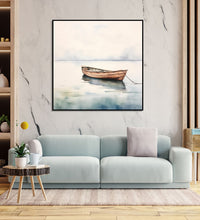 Painting for Bedroom: A single boat in still water , minimalistic