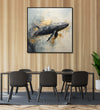 Painting for Bedroom: A Black grey Whale in abstract background