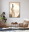 Painting for Bedroom: A flowy abstract figurine women in drark brown and beige colours