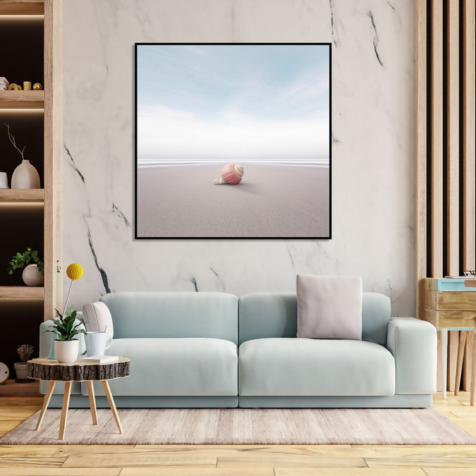 Painting for Bedroom: A pink seashell on a beach