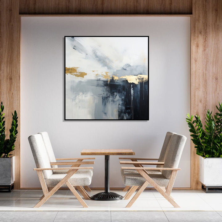 Painting for Bedroom: Black, grey, white and gold abstract