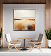 Painting for Bedroom: Minimalistic abstract with grey, white, yellow, orange and dark brown heus