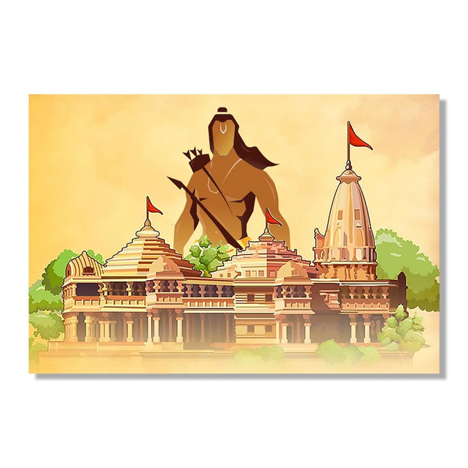 Painting for Drawing Room : ram-mandir-saffron-horizontal