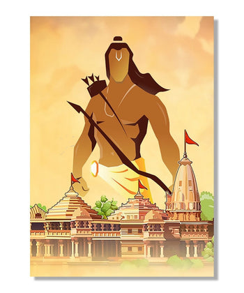 Painting for Drawing Room : ram-mandir-saffron-vertical