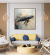 Painting for Home:A Black grey Whale in abstract background