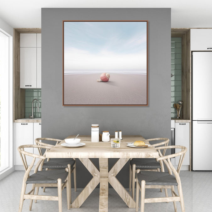 Painting for Home:A pink seashell on a beach