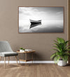 Painting for Home:Minimalistic monochrome with a boat with clear reflection.