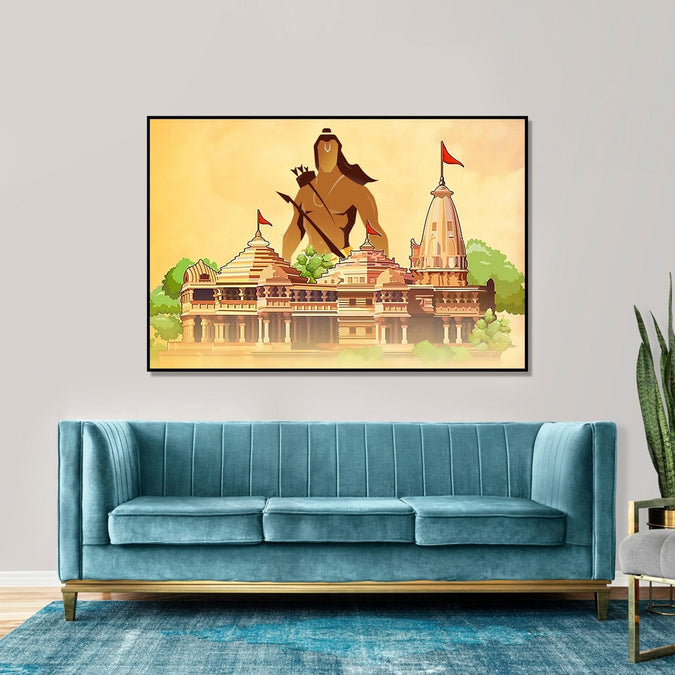 Painting for Home : ram-mandir-saffron-horizontal