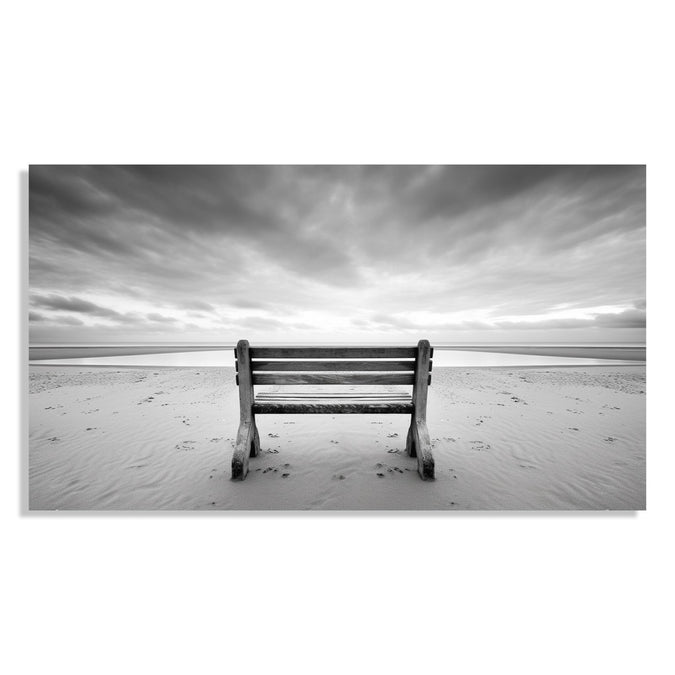 Painting for Living Room:A Bench on a quite beach