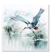 Painting for Living Room:A grey Crane in abstract background in watercolour