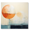 Painting for Living Room:An abstract with orange white circle with white blue and navy blue background