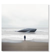 Painting for Living Room:Minimalistic Painting of a Man looking at a beached whale