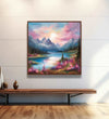 Pink and blue sky and water, snow mountains Room 2