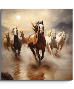 Running Horses in Earthy Sunrise