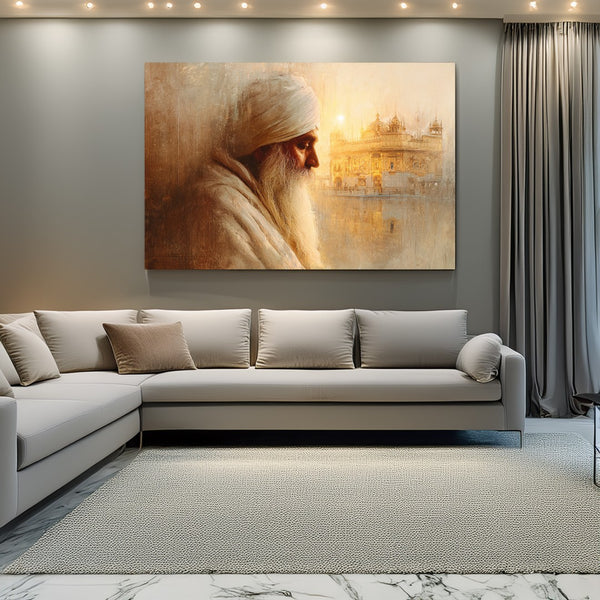 Sikh Guru with Golden Temple painting