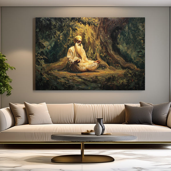 Meditating Sikh Sage Under Ancient Tree