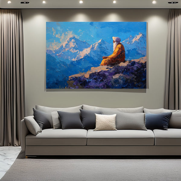 Sikh Sage Meditating in Himalayan Mountains