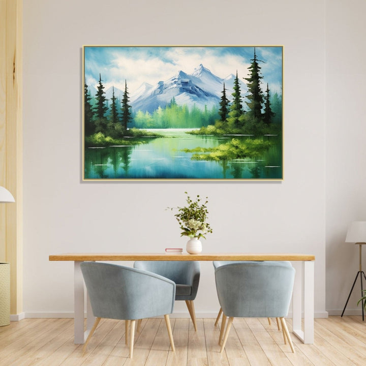 Traditional landscape of mountain, trees an d alake : Personal room Paintings