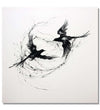 Two birds circlling each other, black and white : Living room Painting