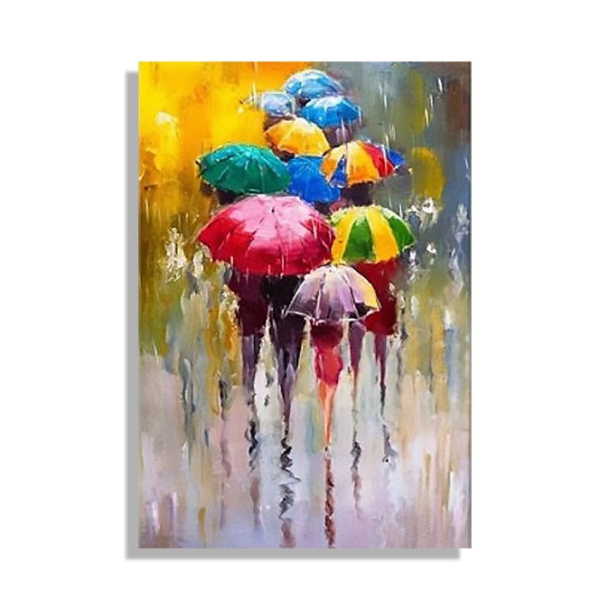 Umbrellas in rain 