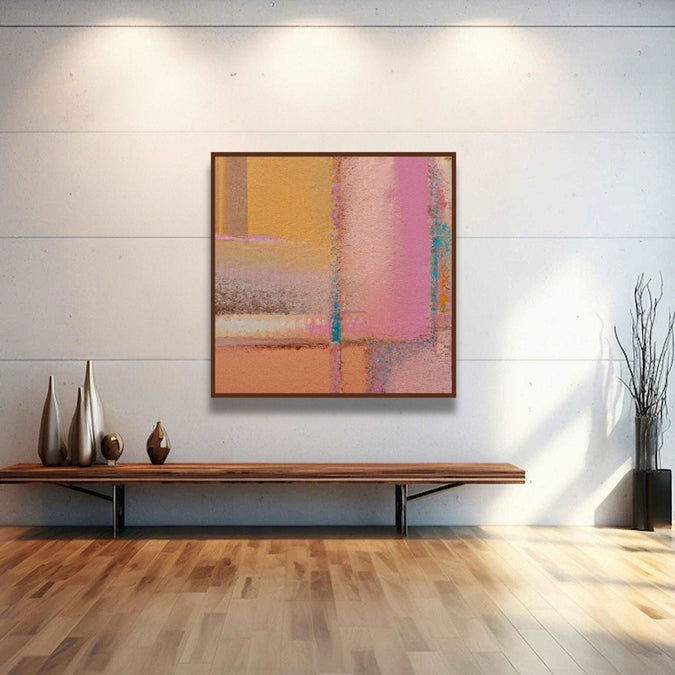 abstract painting of Pastel pink, beige straight strokes Room 1