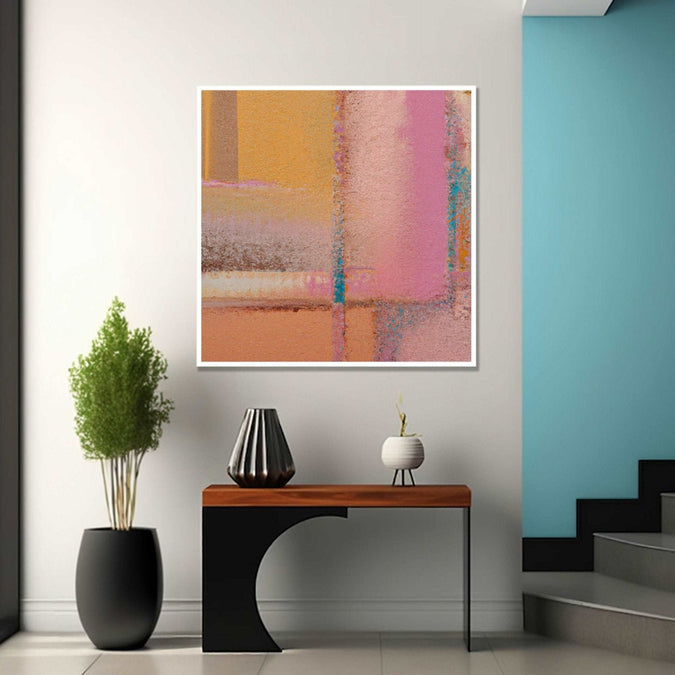 abstract painting of Pastel pink, beige straight strokes Room 2