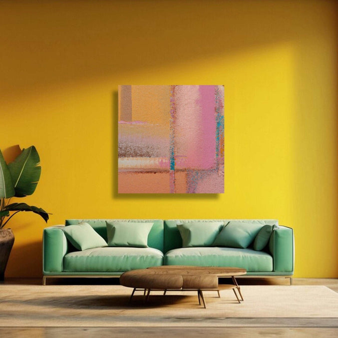 abstract painting of Pastel pink, beige straight strokes Room 3