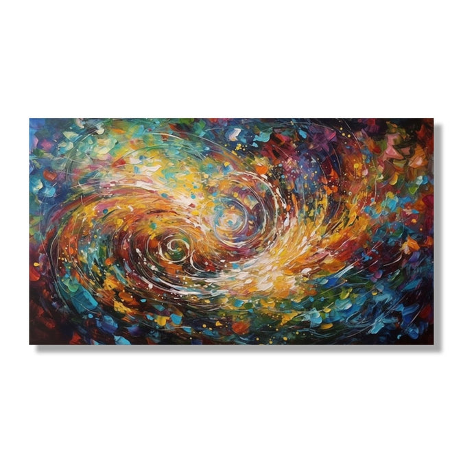 abstract painting of Subtle Colourful background with two swirls lines towards centre 