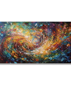 abstract painting of Subtle Colourful background with two swirls lines towards centre 