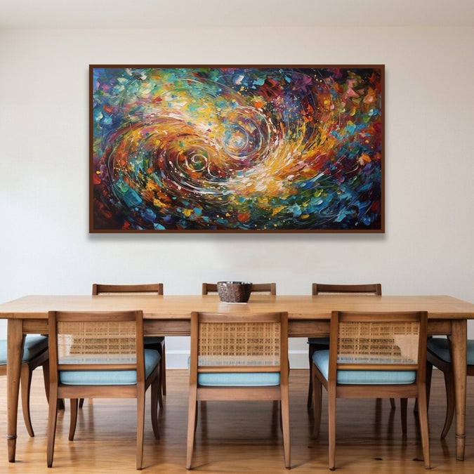 abstract painting of Subtle Colourful background with two swirls lines towards centre Room 2