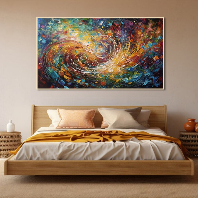 abstract painting of Subtle Colourful background with two swirls lines towards centre Room 4