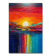 abstract painting of vibrant colourful sunset and reflection 