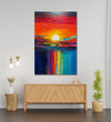 abstract painting of vibrant colourful sunset and reflection Room 1