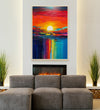 abstract painting of vibrant colourful sunset and reflection Room 2