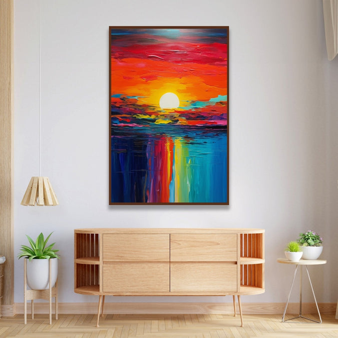 abstract painting of vibrant colourful sunset and reflection Room 4