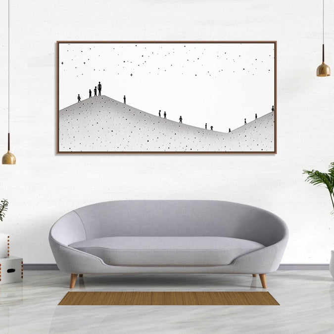 human figures, travelling up- down the hills : Living room Paintings