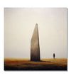 solitary figure stands beside a towering vertical stone henge : Living room Painting