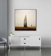 solitary figure stands beside a towering vertical stone henge : Living room Paintings