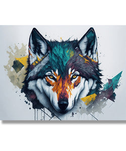 teal green and yellow Wolf 