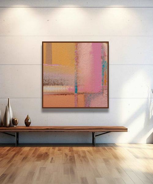 abstract painting of Pastel pink, beige straight strokes Room 1