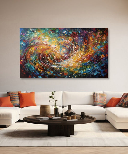 abstract painting of Subtle Colourful background with two swirls lines towards centre Room 1