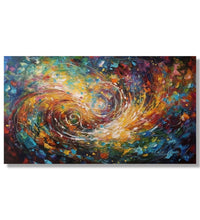 abstract painting of Subtle Colourful background with two swirls lines towards centre 