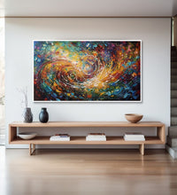 abstract painting of Subtle Colourful background with two swirls lines towards centre Room 3