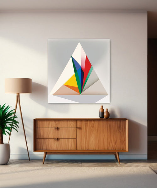Abstract painting of Plain prism triangle with coloured light rays type sections Room 1