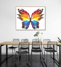Butterfly in red, orange, yellow an dblue colours, abstract, whit ebackground : Personal room Paintings