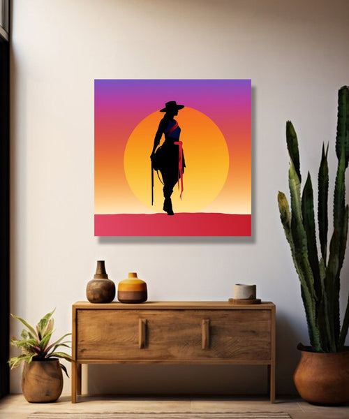 Cowboy Girl shadow, Orange plain background Room 1